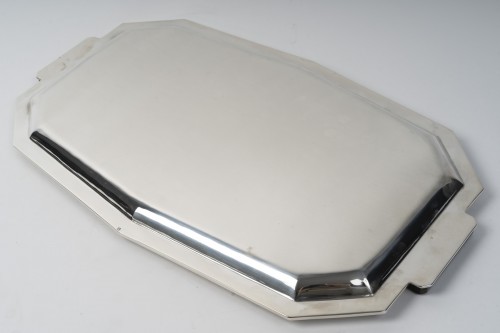 Antiquités - Olier & Caron - Plateau en argent massif époque Art déco