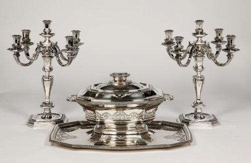 Roussel - Centerpiece in its &quot;dormant&quot; in silver XXth  - Antique Silver Style 