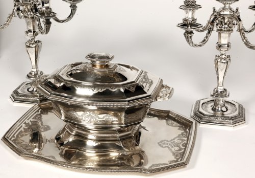 Antique Silver  - Roussel - Centerpiece in its &quot;dormant&quot; in silver XXth 