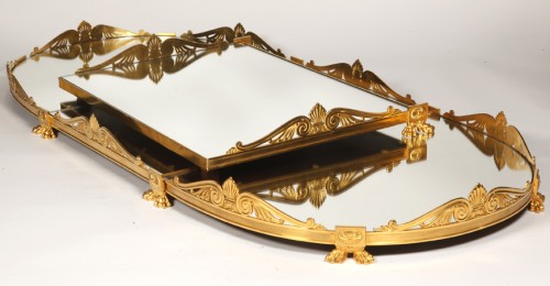 Antiquités - Mirror plateau in gilded bronze, early XIXth