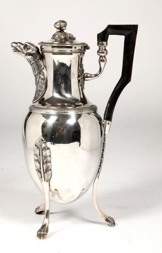 Coffee pot in solid silver, Empire period by J.G.R. - Antique Silver Style Empire