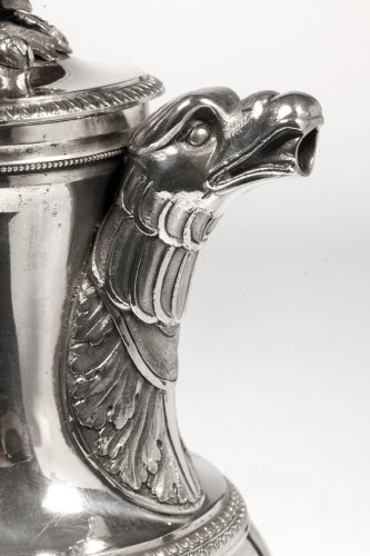 Antiquités - Coffee pot in solid silver, Empire period by J.G.R.
