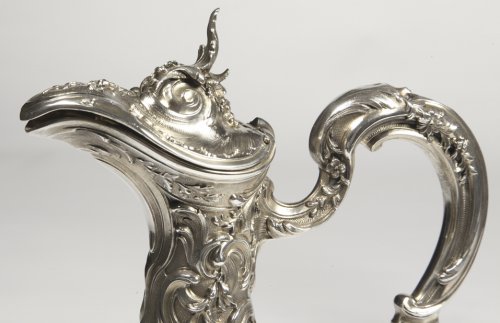 Paire d'aiguières en argent et cristal fin XIXè - Labat et Pugibet - Art nouveau