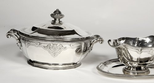 Argenterie et Orfèvrerie  - Deux Légumiers et saucière en argent fin XIXè par Lapparra