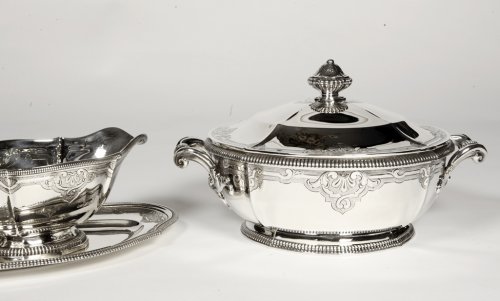 Deux Légumiers et saucière en argent fin XIXè par Lapparra - Emmanuel Redon Silver Fine Art