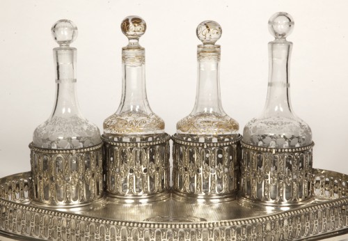 Odiot - Cabaret in sterling silver and 4  crystal bottles XIXè - silverware & tableware Style Napoléon III