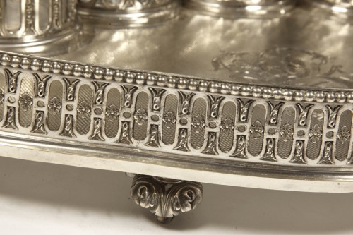 Napoléon III - Odiot - Cabaret in sterling silver and 4  crystal bottles XIXè