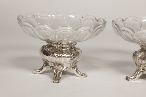 Gustave Odiot - Paire de coupes en argent massif et cristal Baccarat - Argenterie et Orfèvrerie Style Napoléon III