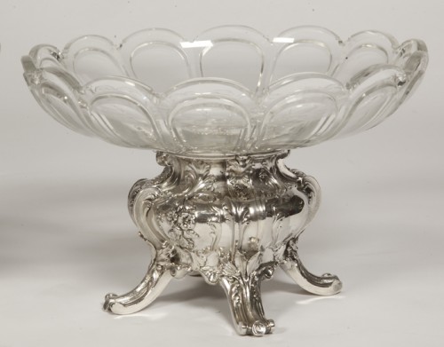 silverware & tableware  - Gustave Odiot - Pair of cups in sterling silver and crystal Baccarat