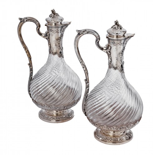 Boin Taburet - Pair of ewers in silver and crystal 