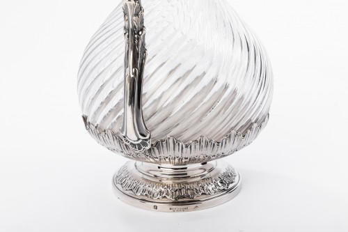 Paire d'aiguières en cristal taillé et argent - Boin Taburet - Argenterie et Orfèvrerie Style Art nouveau