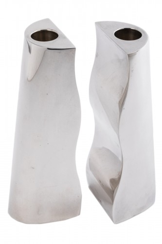Hermes - Paire de bougeoirs design en argent massif