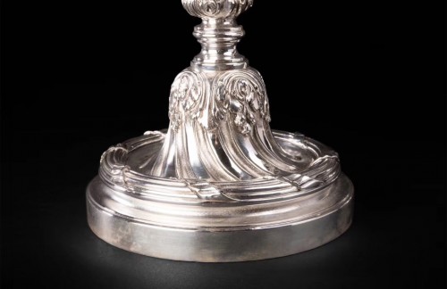 Paire de candélabres en bronze argenté à 5 lumières XIXe siècle - Napoléon III