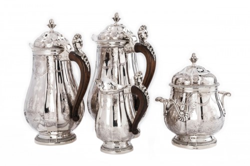 4 pieces solid silver coffee / chocolate service - Paul Canaux