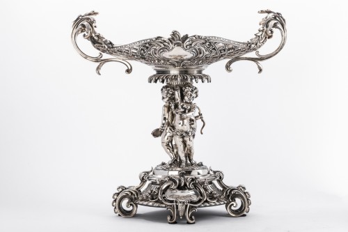 Centerpiece in silvered bronze by A. FRESNAIS 19th - Napoléon III