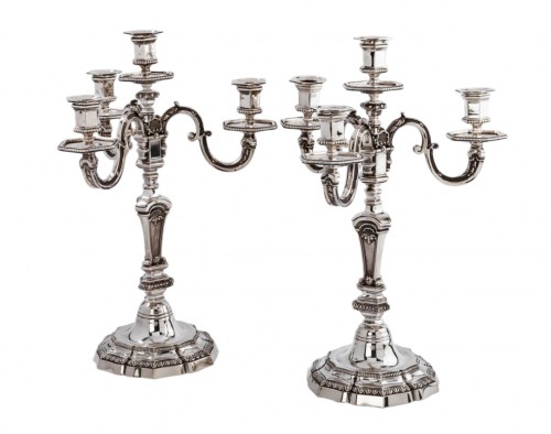 A. Aucoc (1856-1911) - Paire de candélabres en argent massif XIXe