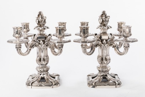 Tétard - Pair of nineteenth solid silver candelabra - Antique Silver Style Napoléon III