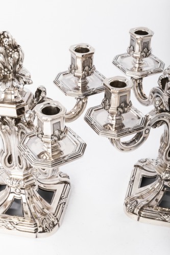 Argenterie et Arts de la table  - Ed. Tétard - Paire de candélabres en argent massif XIXe siècle