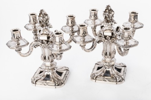 Tétard - Pair of nineteenth solid silver candelabra - 