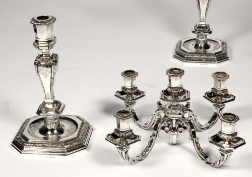 Antique Silver  -  Fouquet Lapar - Pair of candlesticks in sterling silver 19th Regency