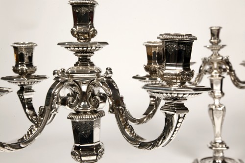  Fouquet Lapar - Pair of candlesticks in sterling silver 19th Regency - Napoléon III