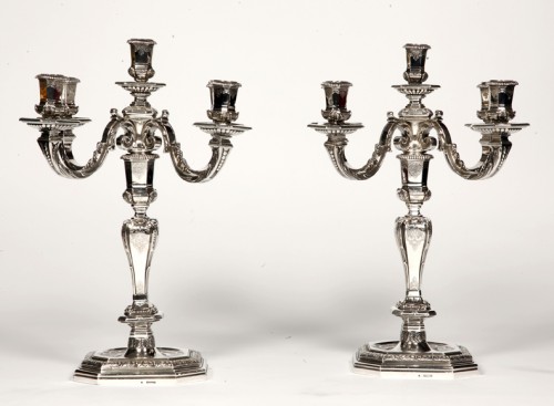 Antiquités -  Fouquet Lapar - Pair of candlesticks in sterling silver 19th Regency