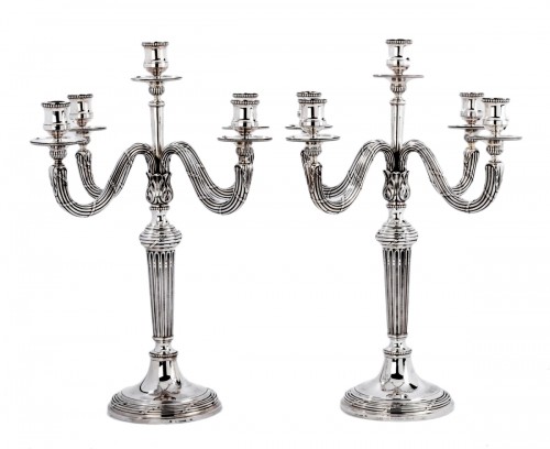 Falkenberg - Pair of candelabra in solid silver late nineteenth