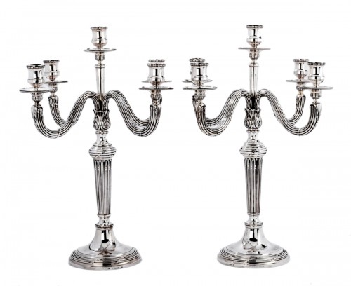Falkenberg - Paire de candelabres en argent massif fin XIXe