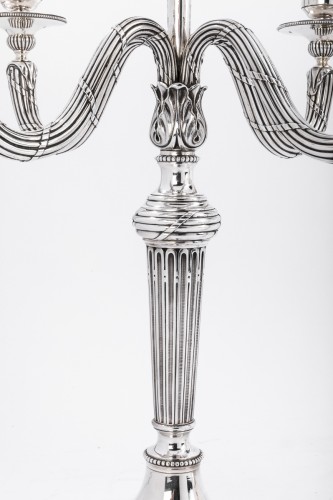 19th century - Falkenberg - Pair of candelabra in solid silver late nineteenth