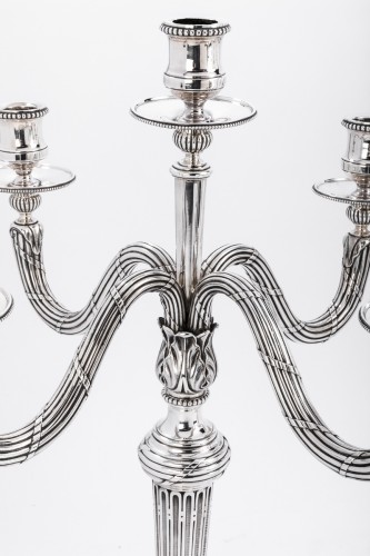 Falkenberg - Pair of candelabra in solid silver late nineteenth - Napoléon III