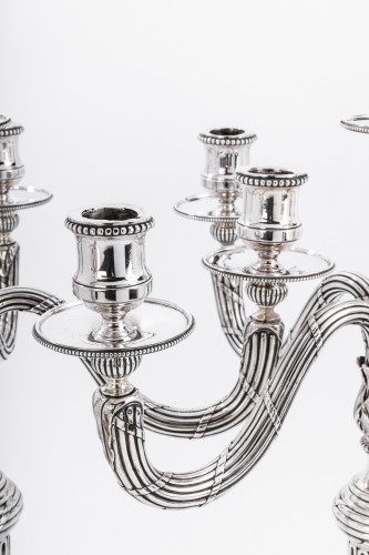 Antiquités - Falkenberg - Pair of candelabra in solid silver late nineteenth