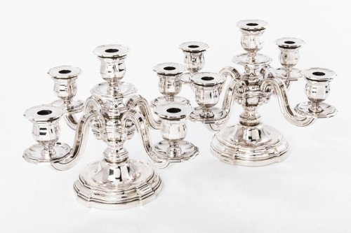 silverware & tableware  - Tétard Frères - Pair of candelabra in sterling silver circa 1930