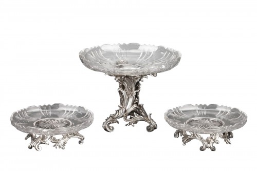 Cardeilhac - Table set formed by three cups in solid silver and cut crystal