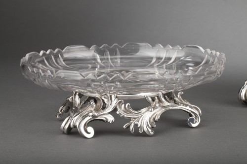 Cardeilhac - Table set formed by three cups in solid silver and cut crystal - 