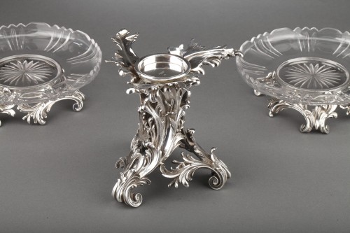 Napoléon III - Cardeilhac - Table set formed by three cups in solid silver and cut crystal