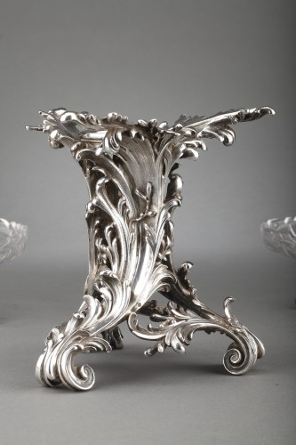 Antiquités - Cardeilhac - Table set formed by three cups in solid silver and cut crystal