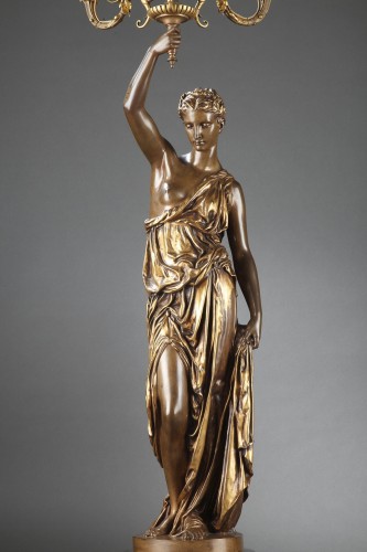 Barbedienne - Paire de Torchères en bronze par Dubois & Falguiere - Emmanuel Redon Silver Fine Art