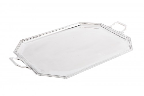 Bloch Eschwege - Rectangular solid silver tray Art deco