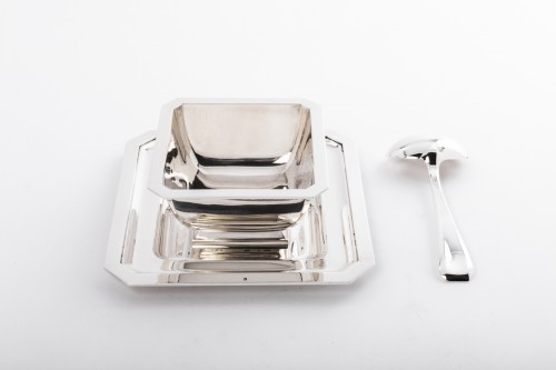 Tétard - Saucière et sa cuillère en argent massif Art déco - Art Déco