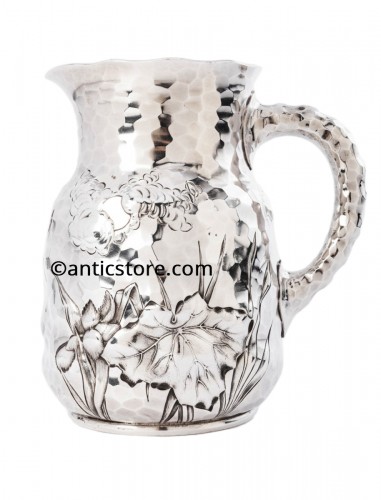 J.E. CALDWELL - Hammered solid silver pitcher 20th century