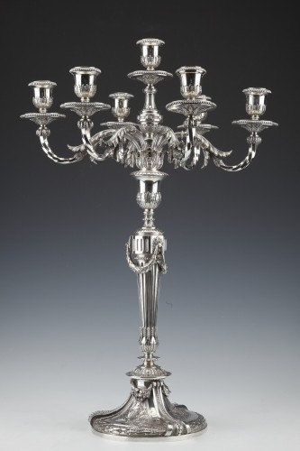 Orfèvre ODIOT - Paire de grands candélabres en argent massif XIXe - Argenterie et Orfèvrerie Style Napoléon III