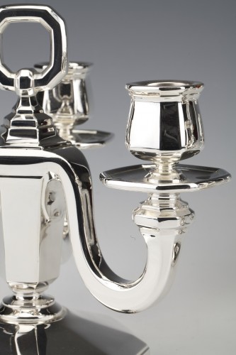 Gustave Keller - Paire de candélabres en argent massif époque 1930 - Emmanuel Redon Silver Fine Art