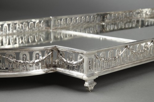 silverware & tableware  - Queille - Surtout of table and its planter in solid silver XIXth