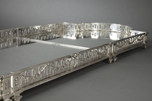 19th century - Queille - Surtout of table and its planter in solid silver XIXth