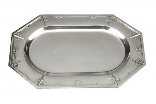 Cardeilhac - Solid silver dish, XIXth &quot;Fer de lance&quot; model