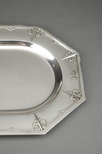 Cardeilhac - Solid silver dish, XIXth &quot;Fer de lance&quot; model - Antique Silver Style Napoléon III