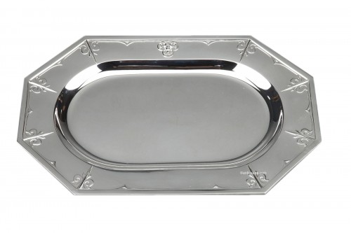 Cardeilhac - Solid silver dish, XIXth "Fer de lance" model