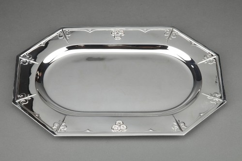 CARDEILHAC - Solid silver dish, XIXth &quot;Fer de lance&quot; model - Antique Silver Style Napoléon III