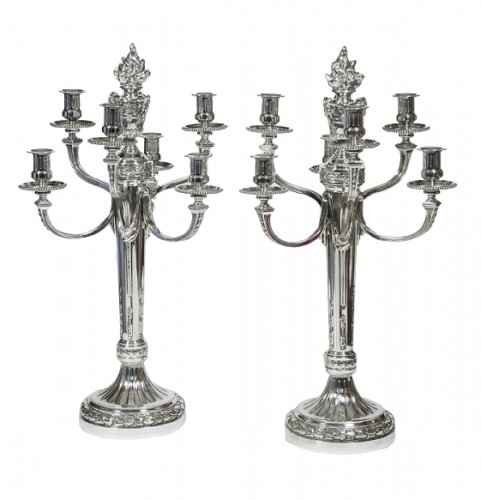 A. Aucoc - Pair of Sterling Silver Candelabra 7 Lights 19th