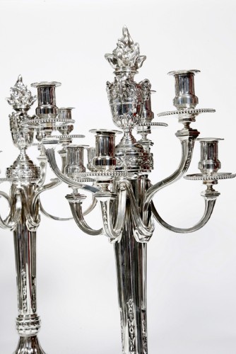 Antique Silver  - A. AUCOC - Pair of Sterling Silver Candelabra 7 Lights 19th
